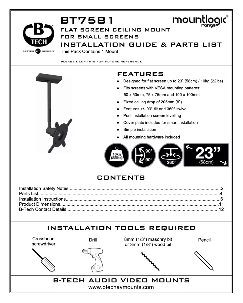 Página 1 del manual Manual de usuario B-Tech BT7581