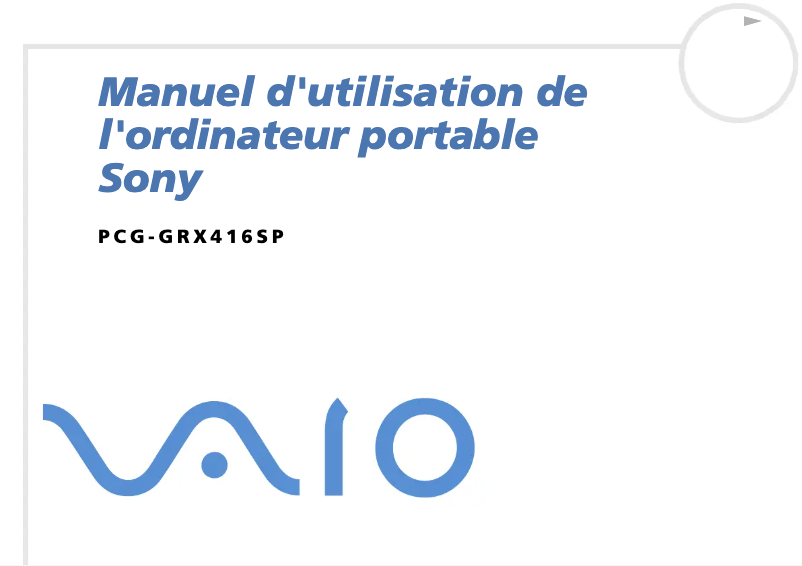 Image de la première page du manuel de l'appareil Vaio PCG-GRX416SP