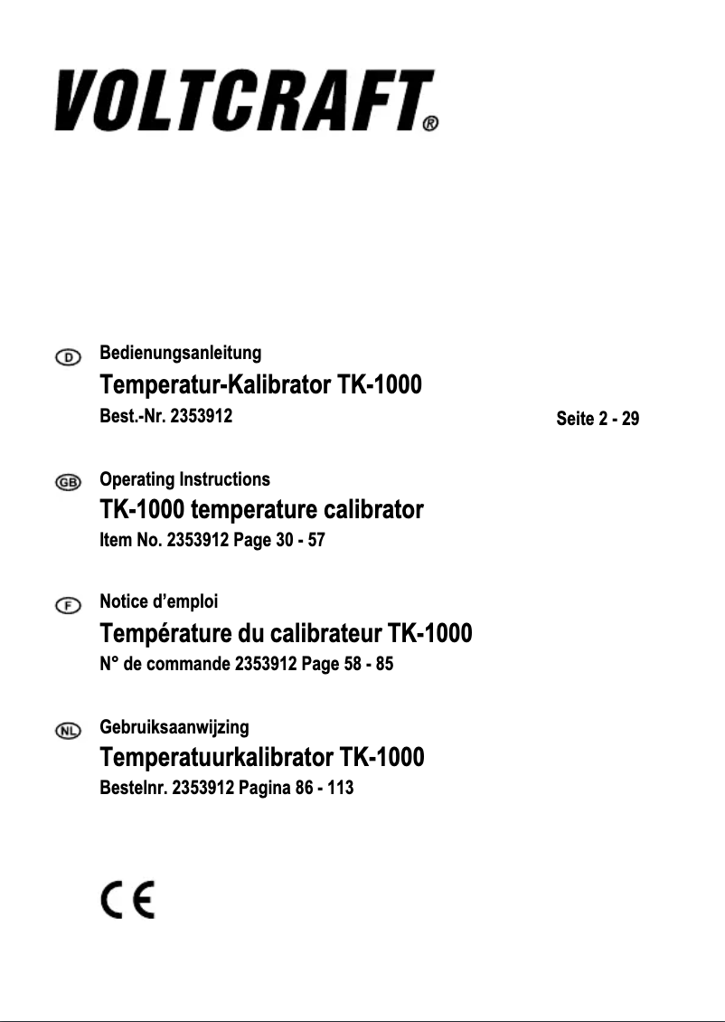 Image de la première page du manuel de l'appareil TK-1000