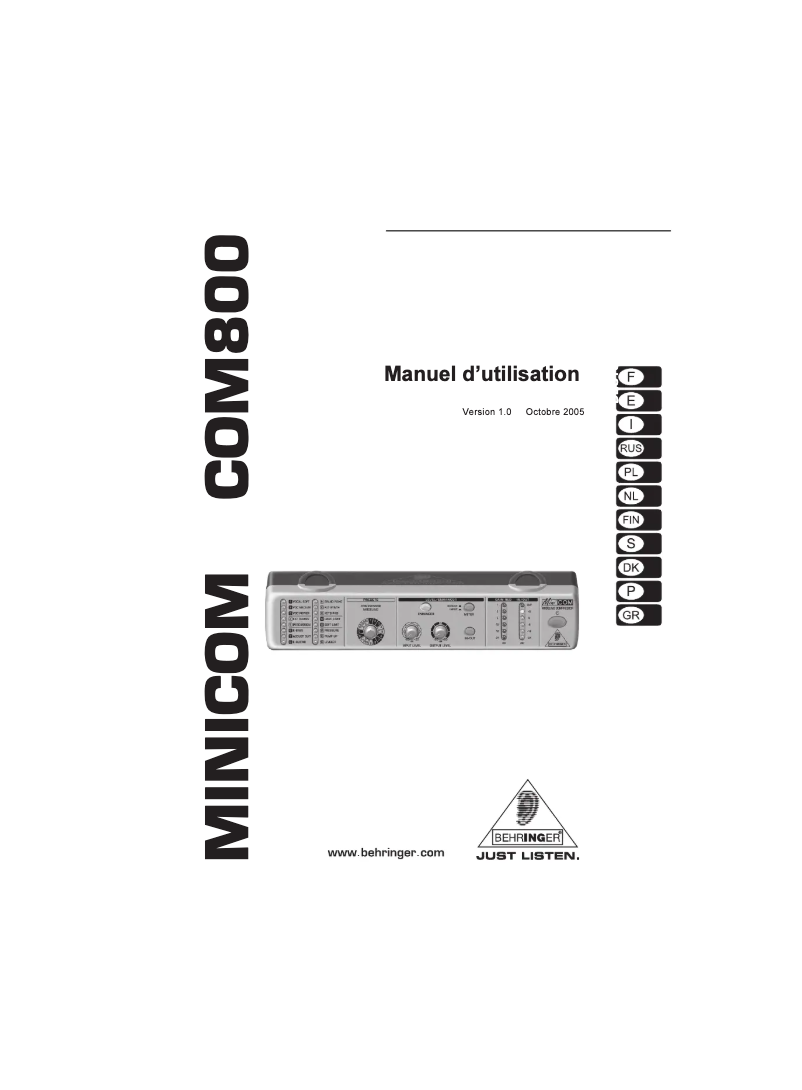 Image de la première page du manuel de l'appareil Minicom COM800