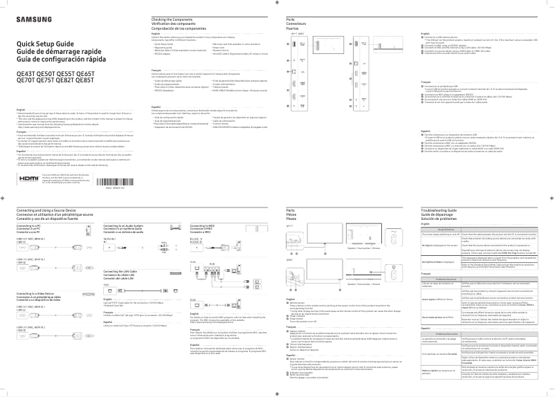 Page n°1 - Manuel utilisateur Samsung QE85T