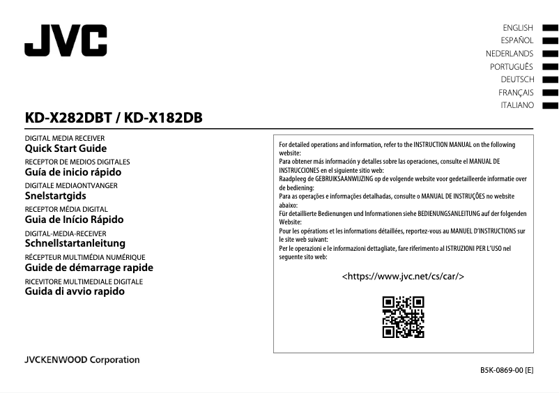 Page n°1 - Guide de démarrage rapide JVC KD-X282DBT