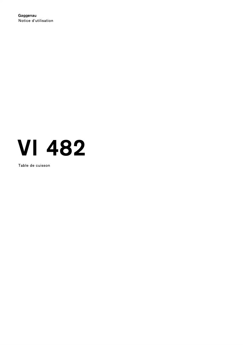 Page 1 de la notice Manuel utilisateur Gaggenau VI482111
