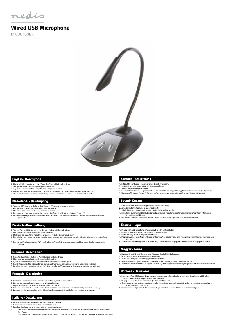 Page n°1 - Manuel utilisateur Nedis MICDU100BK