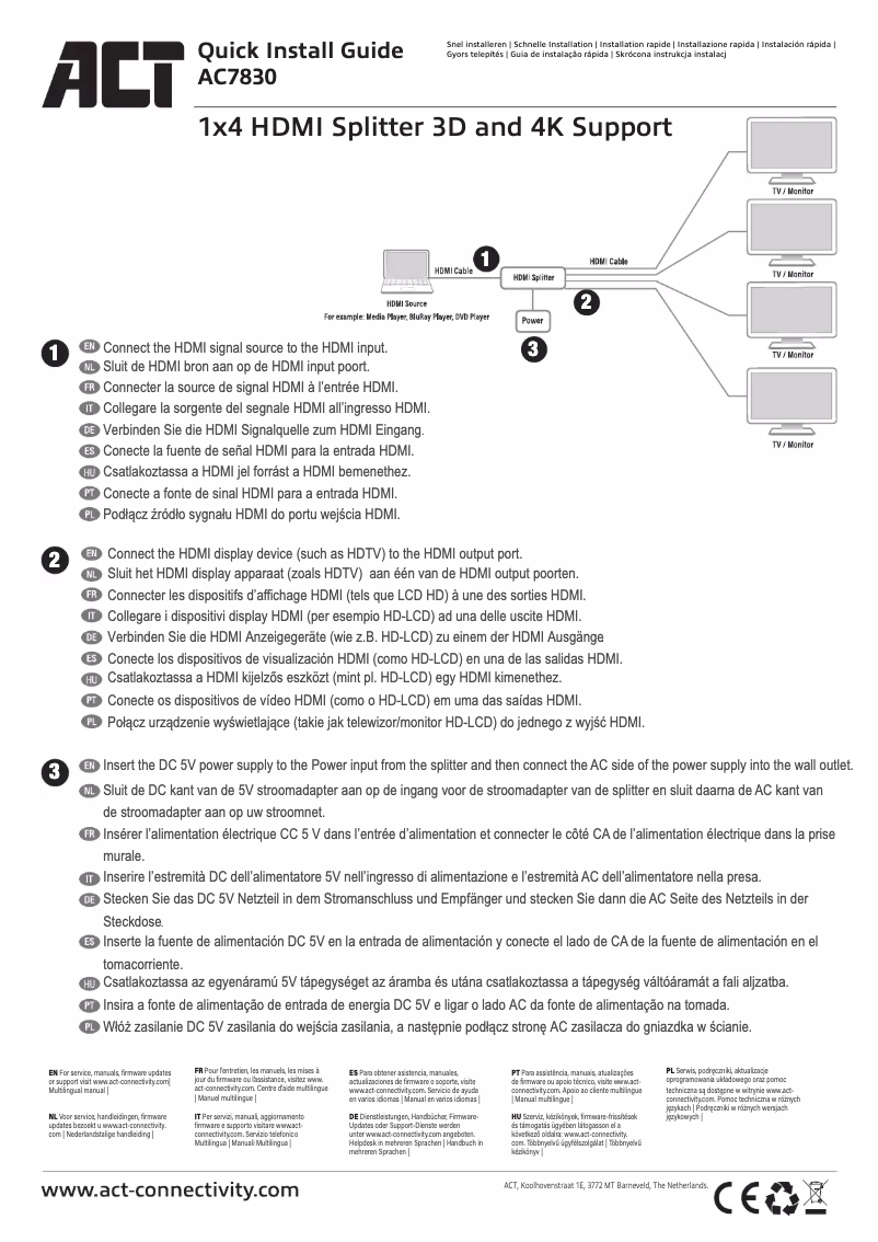 Page 1 de la notice Manuel utilisateur ACT AC7830
