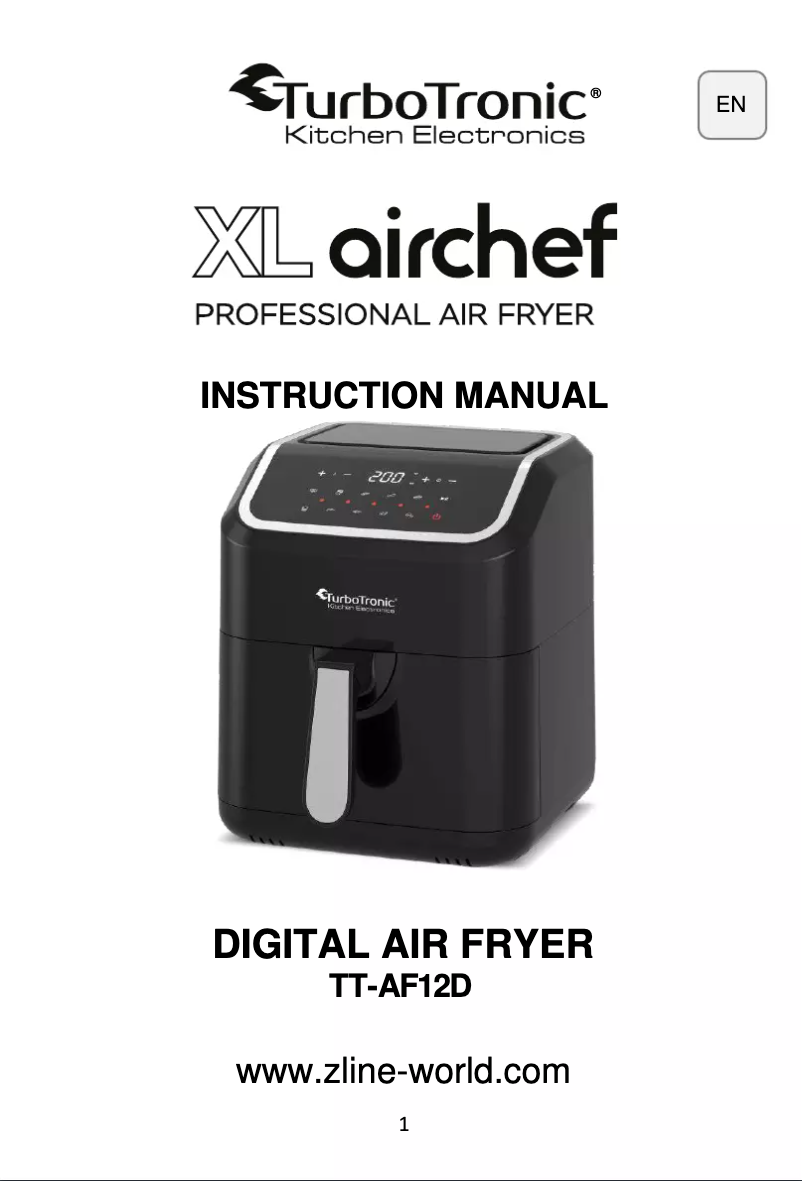 Page n°1 - Manuel utilisateur TurboTronic XL Airchef TT-AF12D