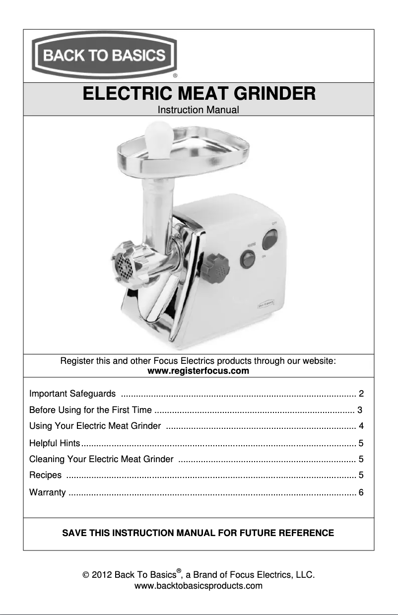 Page n°1 - Manuel utilisateur WestBend 4500