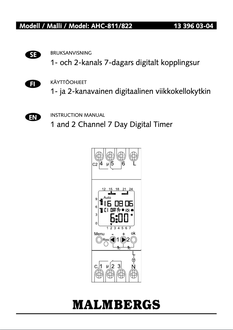 Page 1 de la notice Manuel utilisateur Malmbergs AHC-811