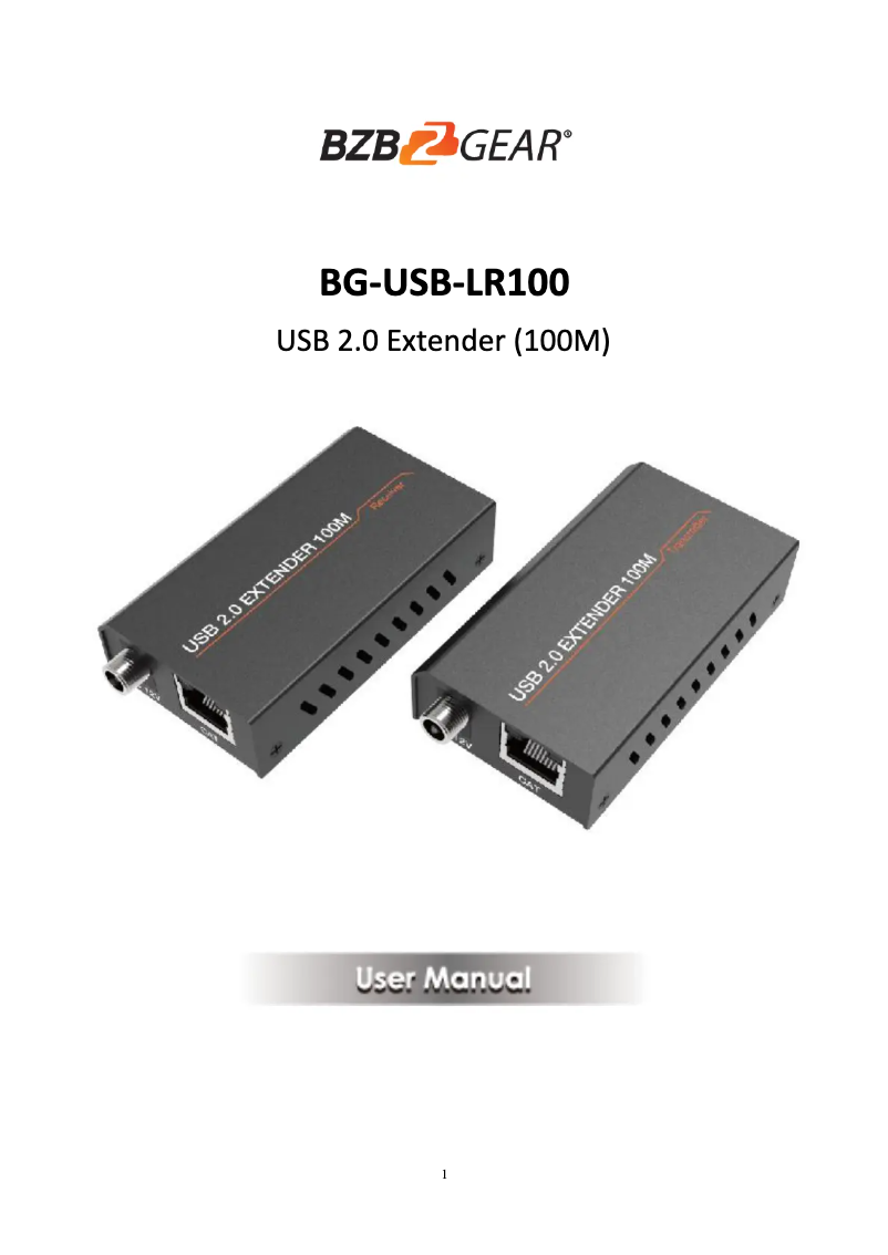 Page n°1 - Manuel utilisateur BZBGear BG-USB-LR100