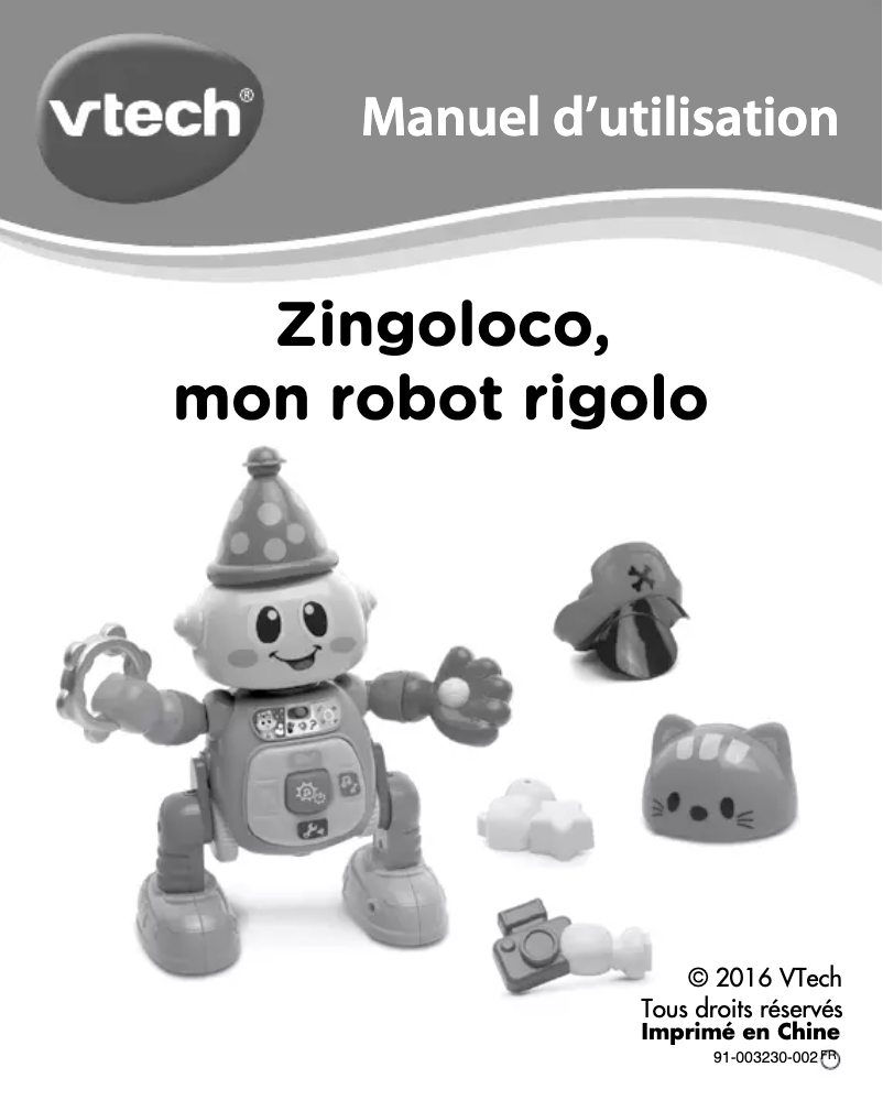 Image de la première page du manuel de l'appareil Zingoloco, mon robot rigolo