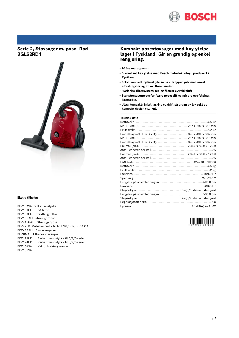 Image de la première page du manuel de l'appareil BGLS2RD1