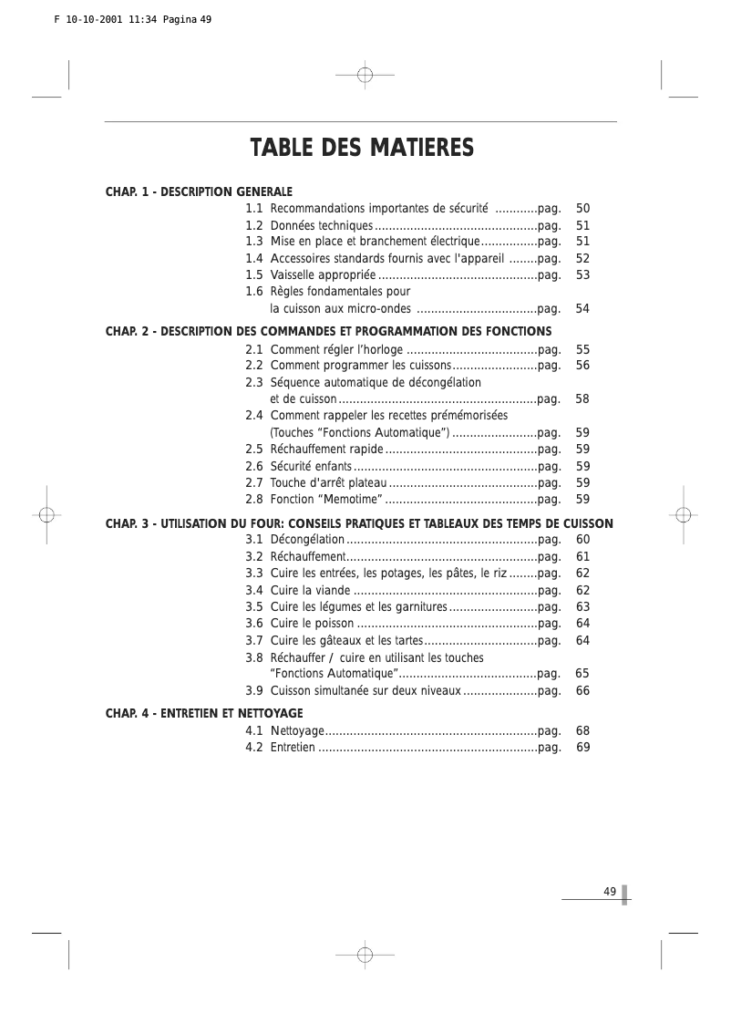 Page n°1 - Manuel utilisateur Candy MIC 303 EX