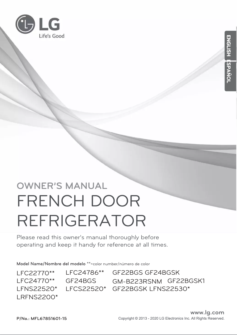 Image de la première page du manuel de l'appareil GF22BGSK