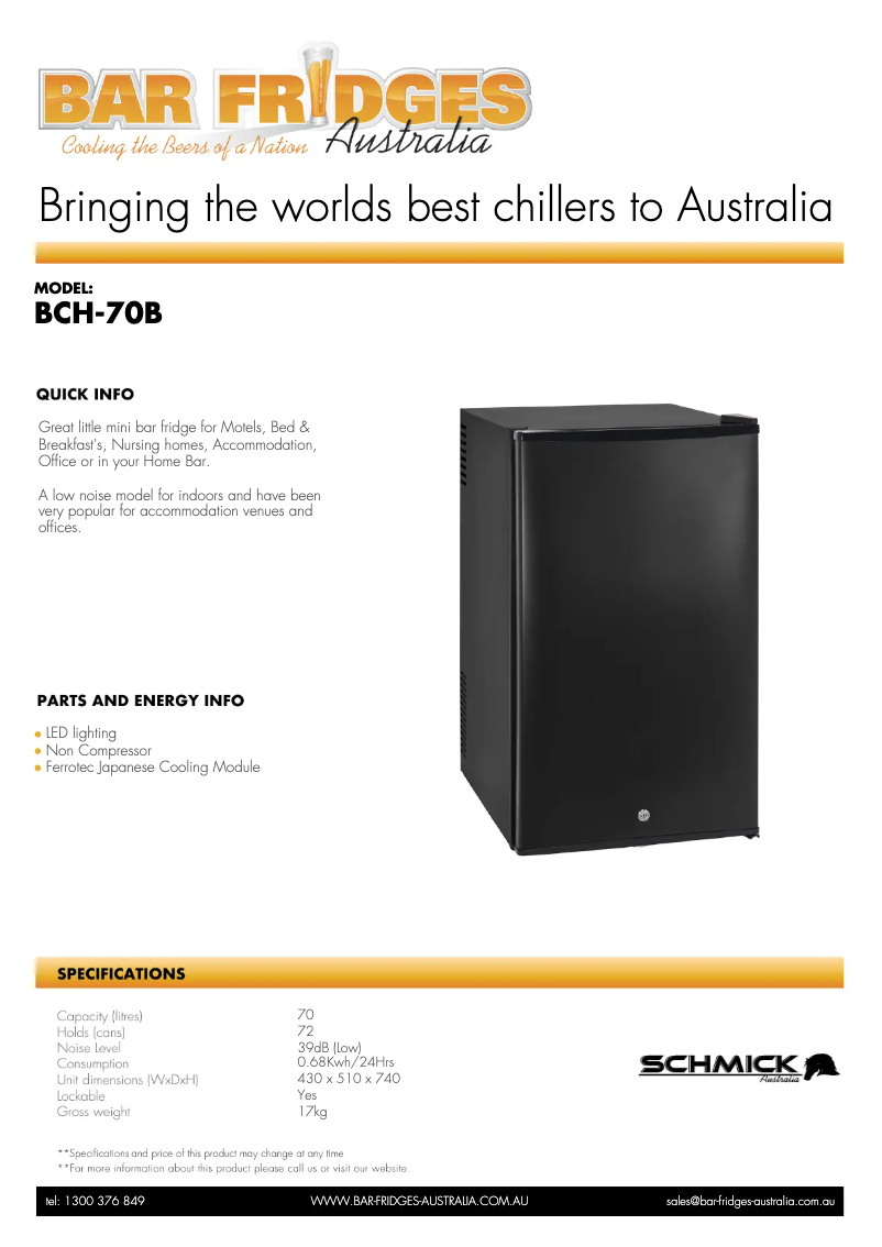 Page n°1 - Fiche technique Schmick BCH-70B
