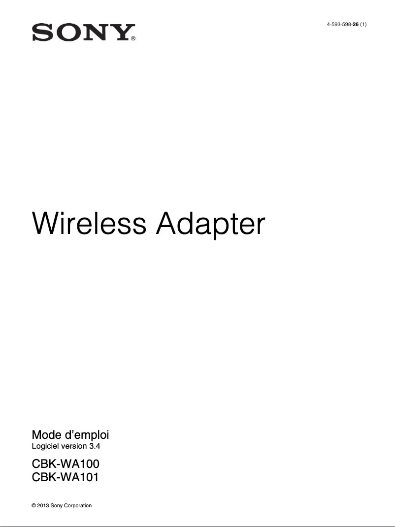 Page 1 de la notice Manuel utilisateur Sony CBK-WA100