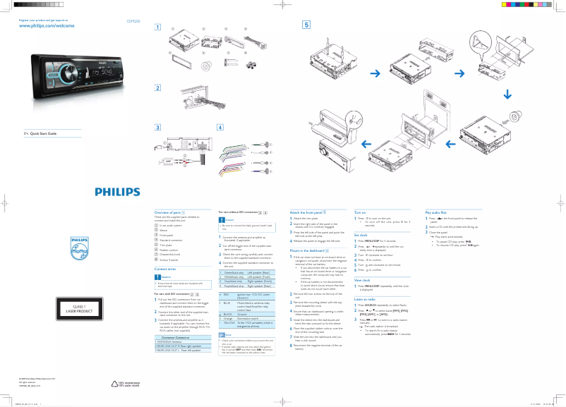 Page n°1 - Guide de démarrage rapide Philips CEM-200