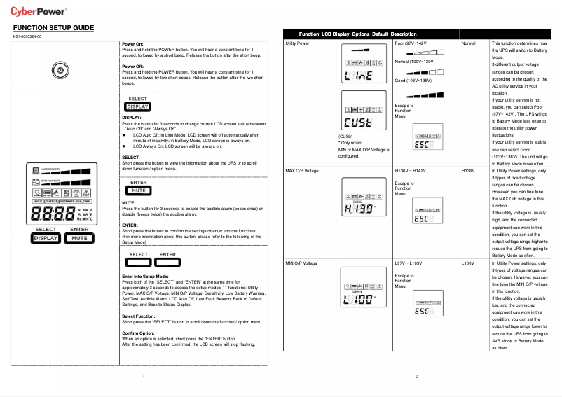 Page n°1 - Guide d'installation CyberPower CP850AVRLCD