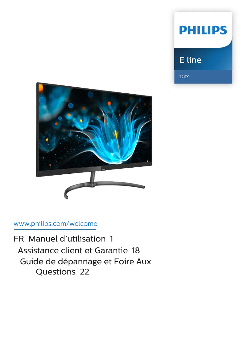 Page 1 de la notice Manuel utilisateur Philips E Line 221E9