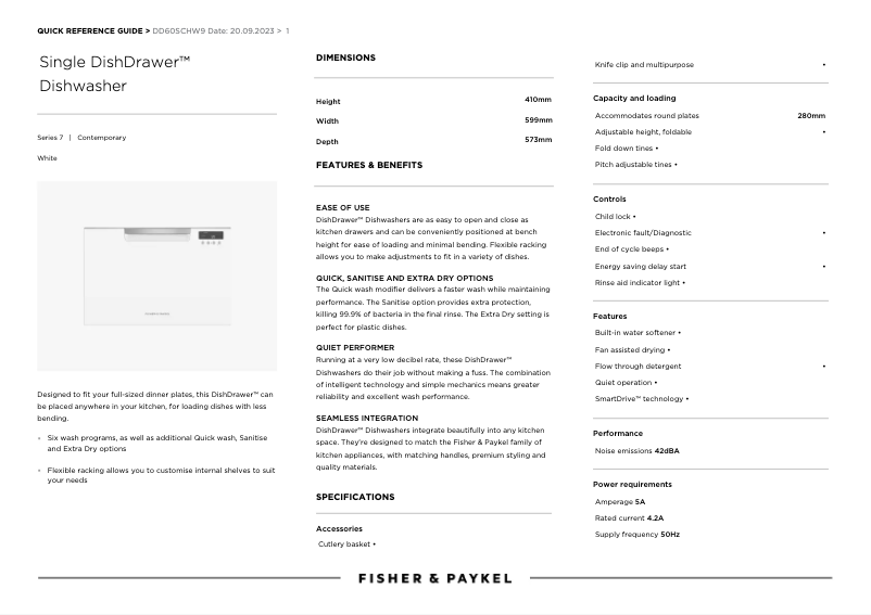 Page n°1 - Manuel utilisateur Fisher & Paykel DD60SCHW9
