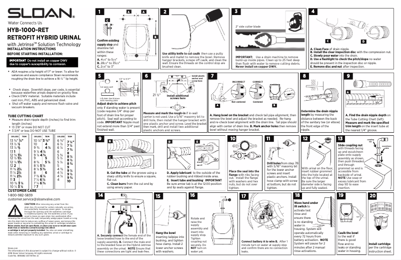 Page n°1 - Manuel utilisateur Sloan HYB-1000-RET