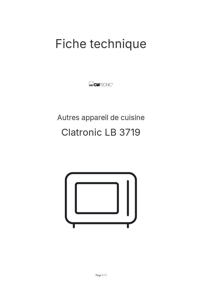 Image de la première page du manuel de l'appareil LB 3719