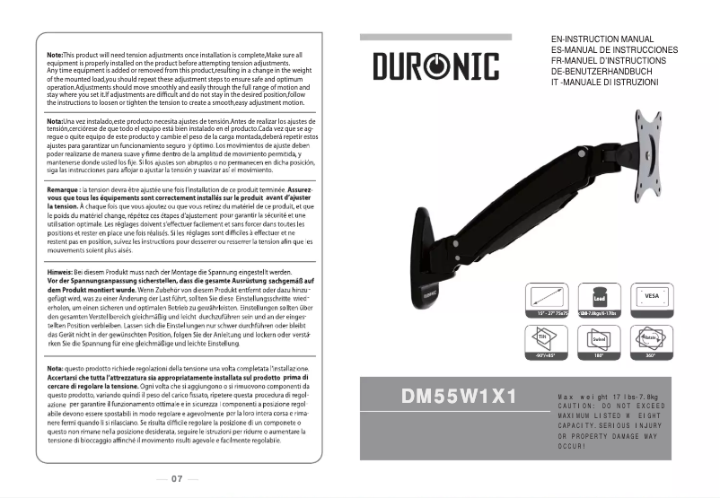 Page 1 de la notice Manuel utilisateur Duronic DM55W1X1