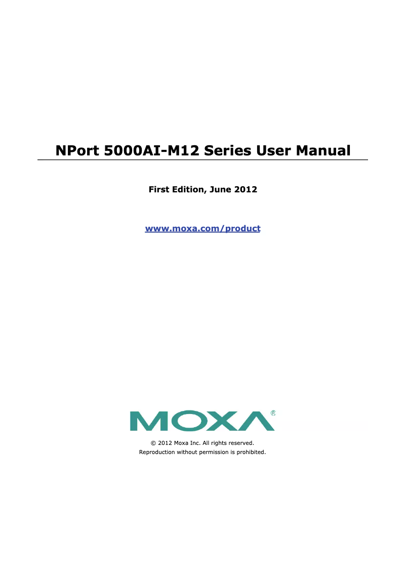 Page 1 de la notice Manuel utilisateur Moxa NPort 5450AI-M12
