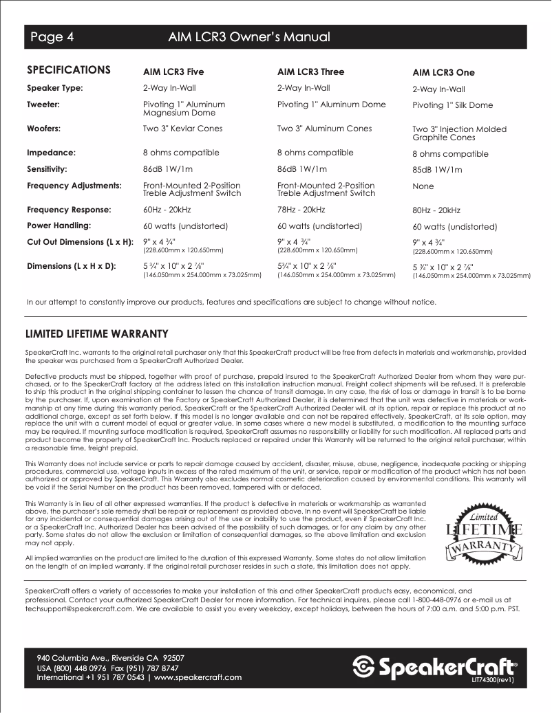 Image de la première page du manuel de l'appareil AIM LCR3 One