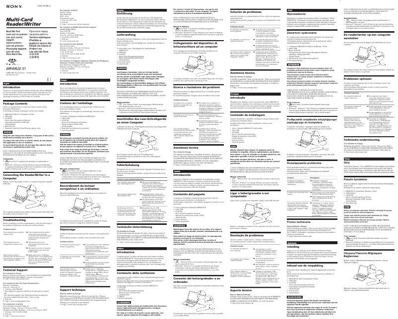 Page n°1 - Guide d'installation Sony MRW62E-S1