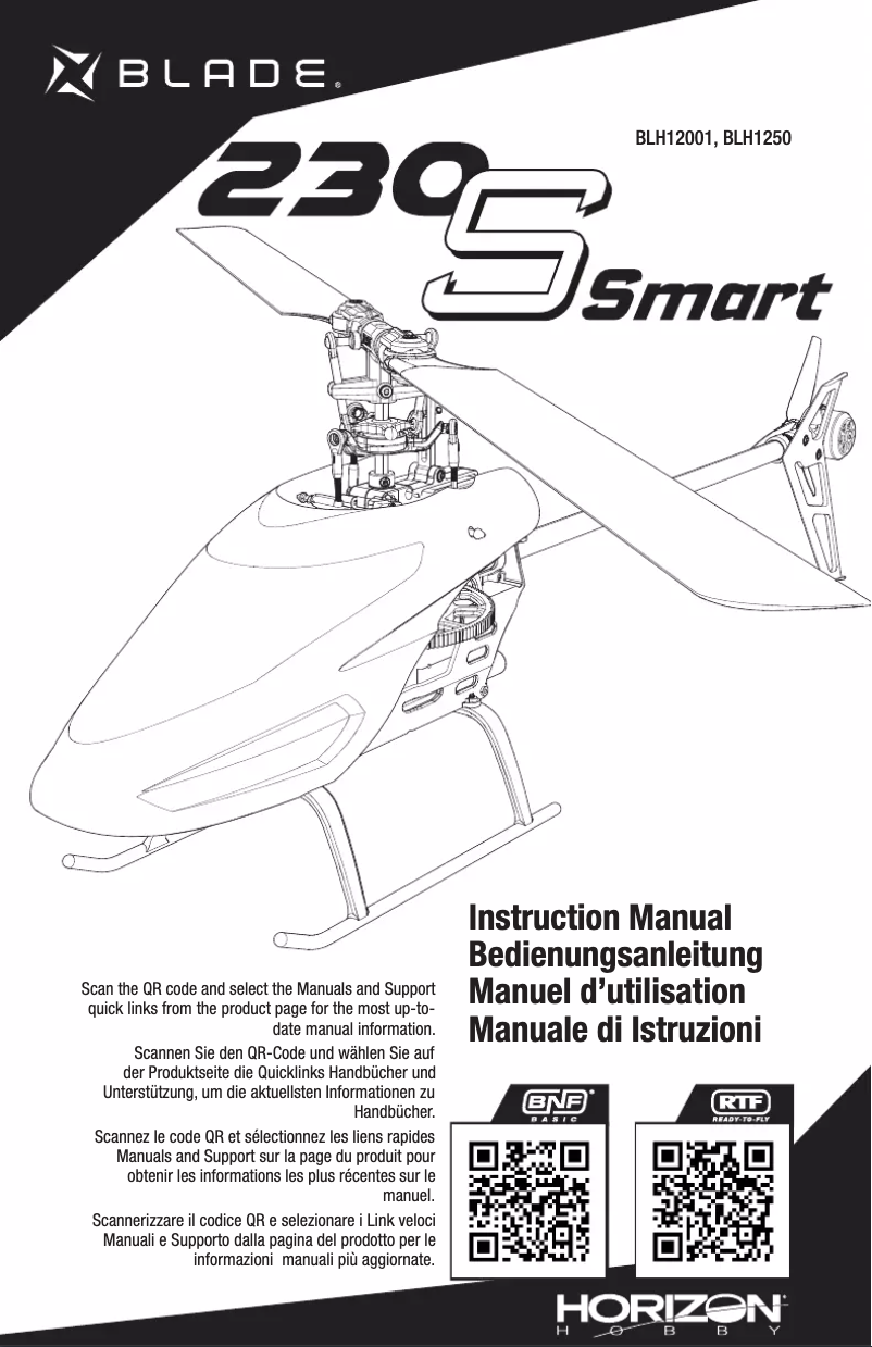 Page 1 de la notice Manuel utilisateur Blade 230 S Smart