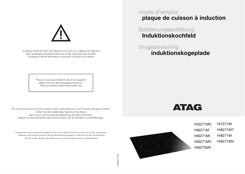 Page 1 de la notice Manuel utilisateur Atag HI3271MV