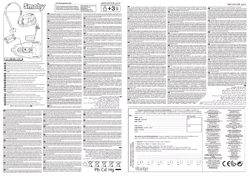 Página 1 del manual Manual de usuario Smoby Rowenta Vacuum Cleaner Silence Force