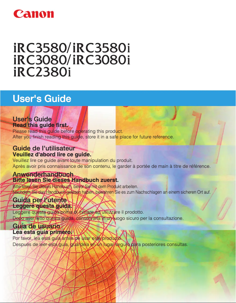 Image de la première page du manuel de l'appareil imageRUNNER C3580Ne