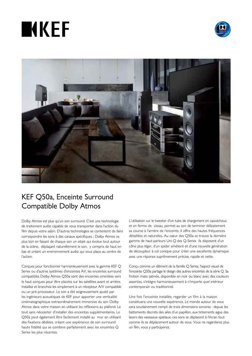 Image de la première page du manuel de l'appareil Q50a Dolby Atmos