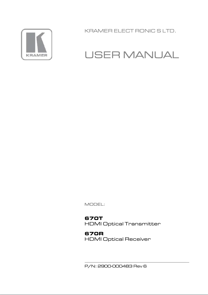 Page 1 de la notice Manuel utilisateur Kramer 670T