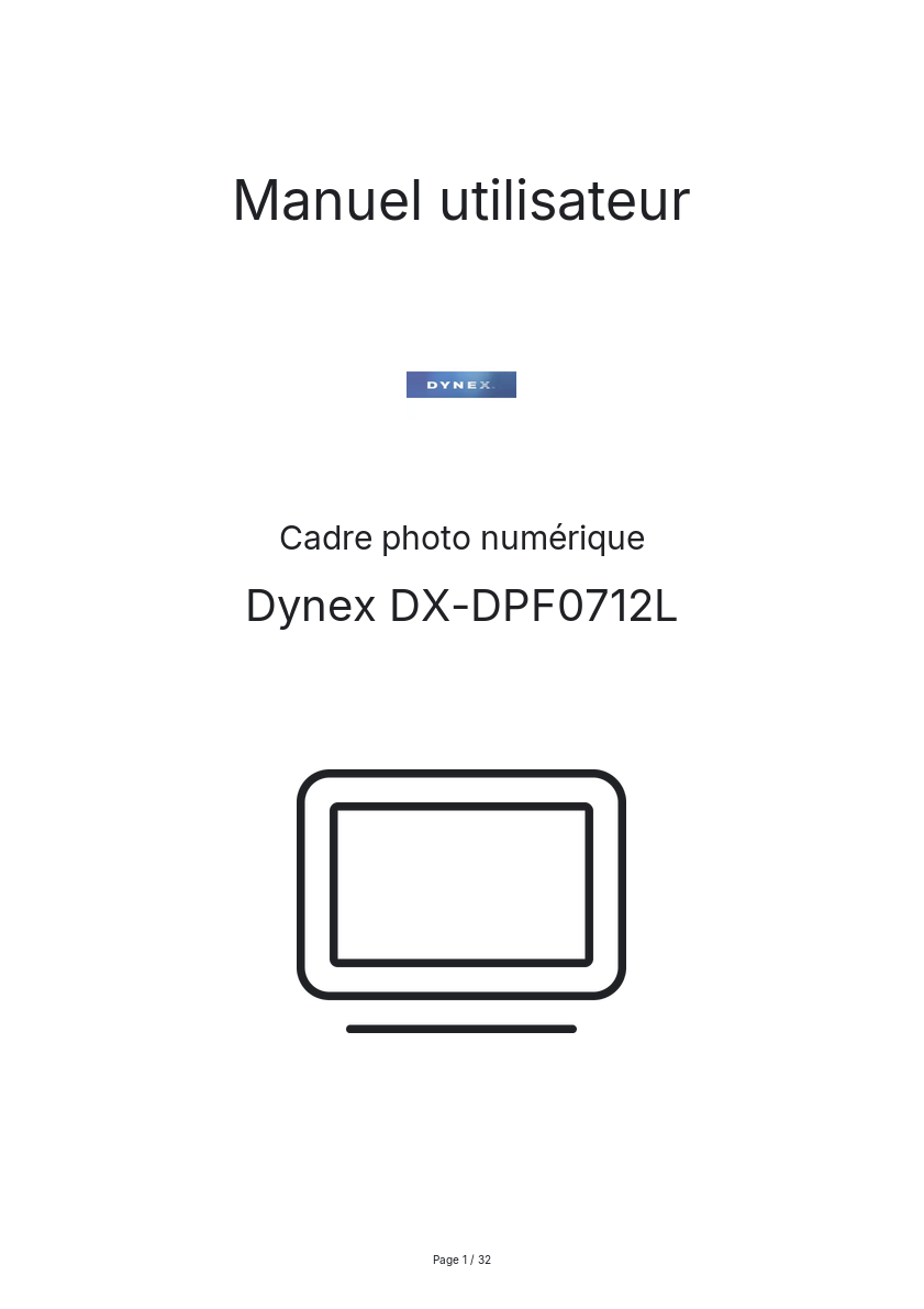 Image de la première page du manuel de l'appareil DX-DPF0712L