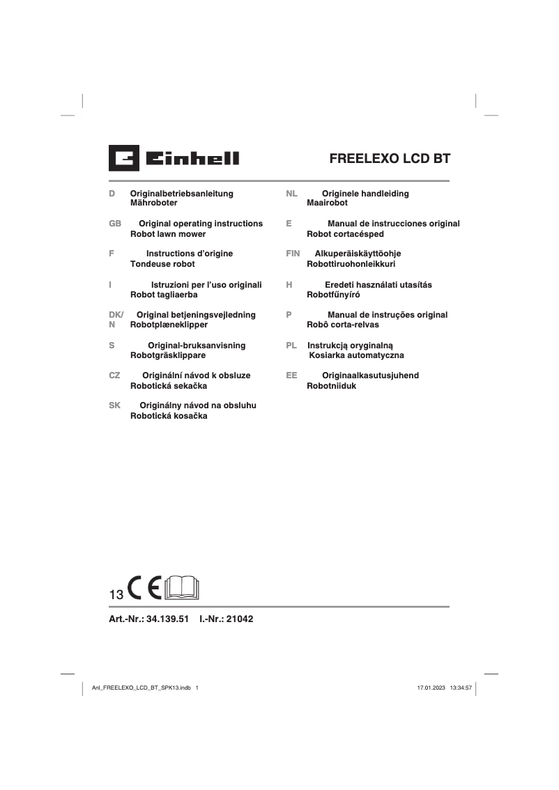 Page n°1 - Manuel utilisateur Einhell FREELEXO+