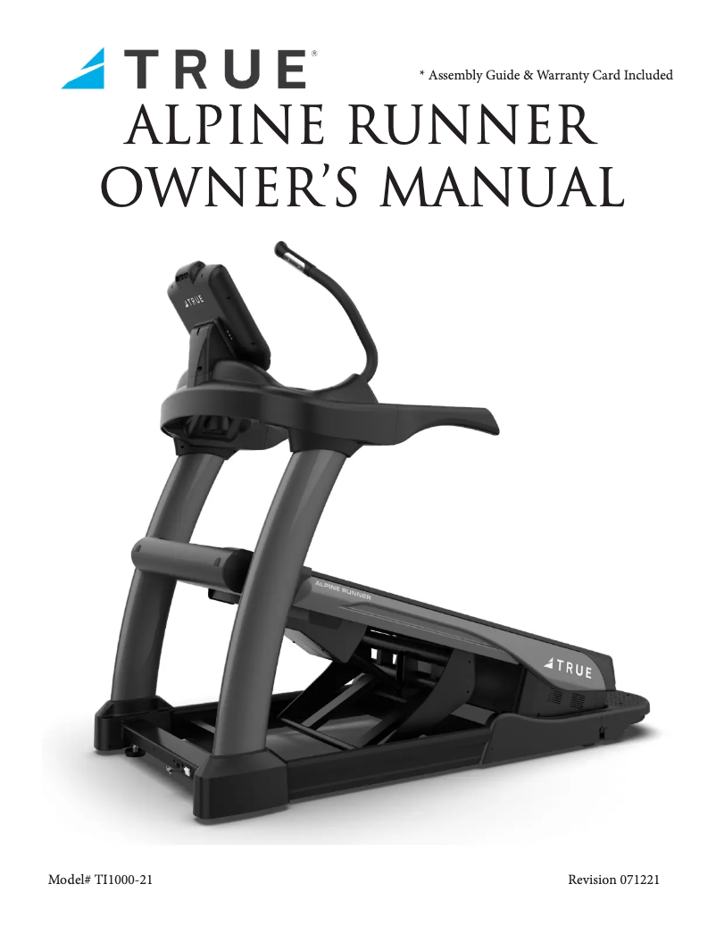 Page 1 de la notice Manuel utilisateur True Alpine Runner Ti1000
