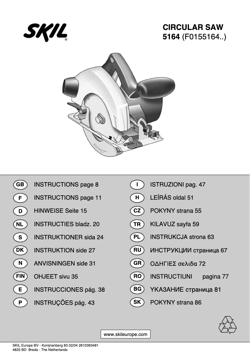 Page 1 de la notice Manuel utilisateur Skil 5164