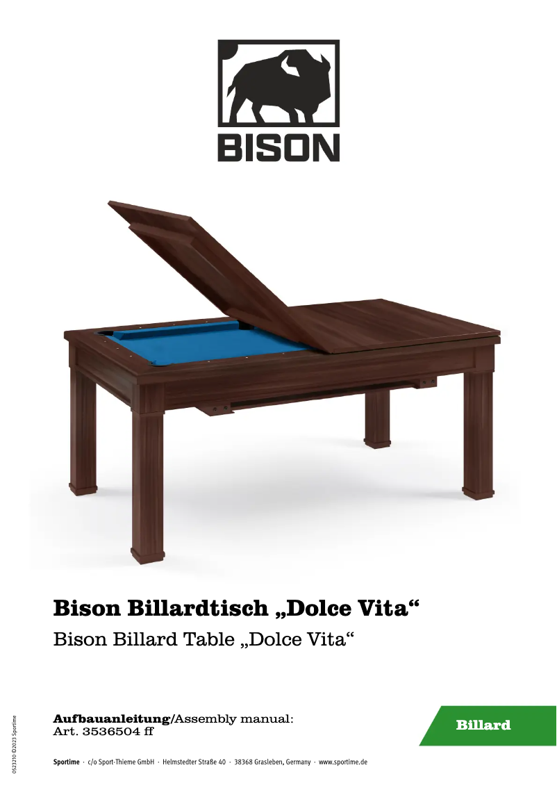 Page n°1 - Manuel utilisateur Bison Dolce Vita