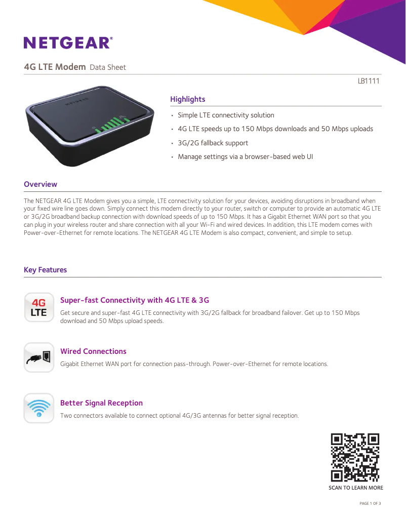 Page n°1 - Fiche technique Netgear LB1111
