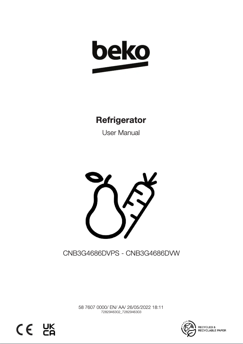 Image de la première page du manuel de l'appareil CNB3G4686DVW