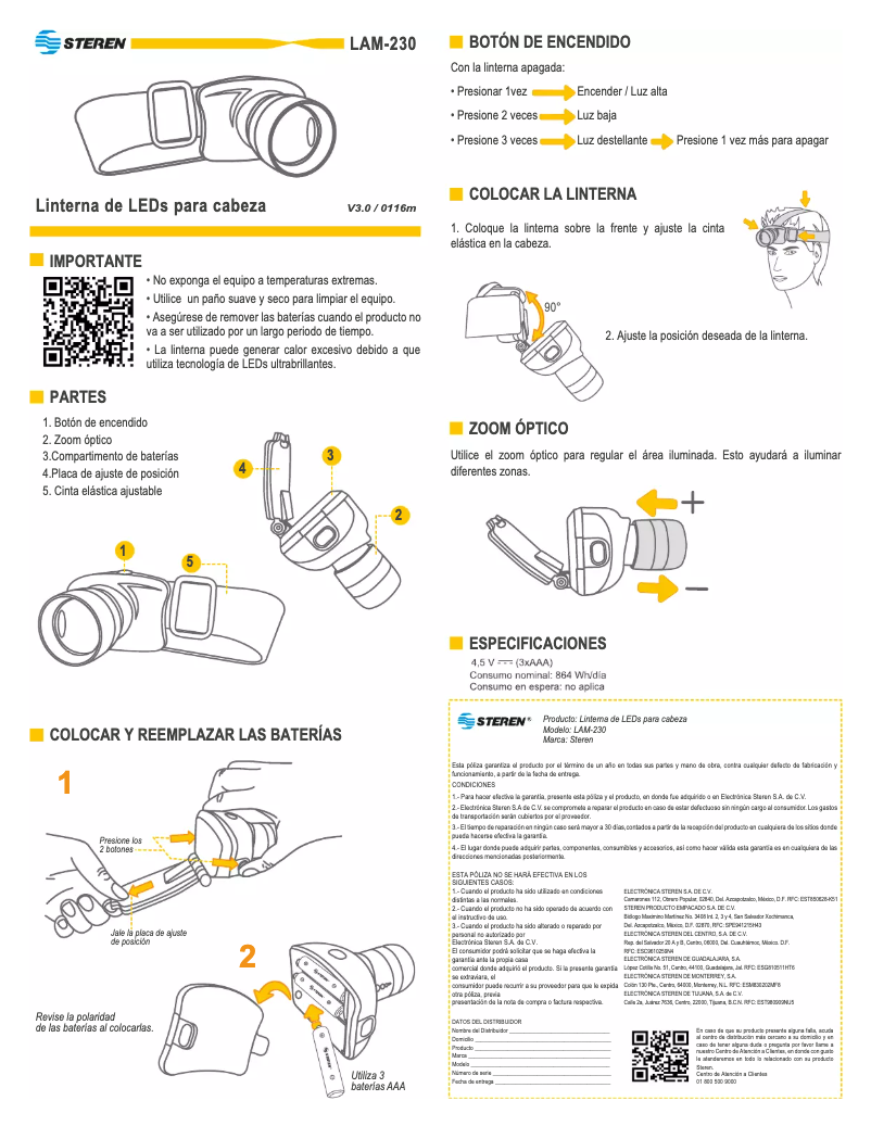 Page 1 de la notice Manuel utilisateur Steren LAM-230