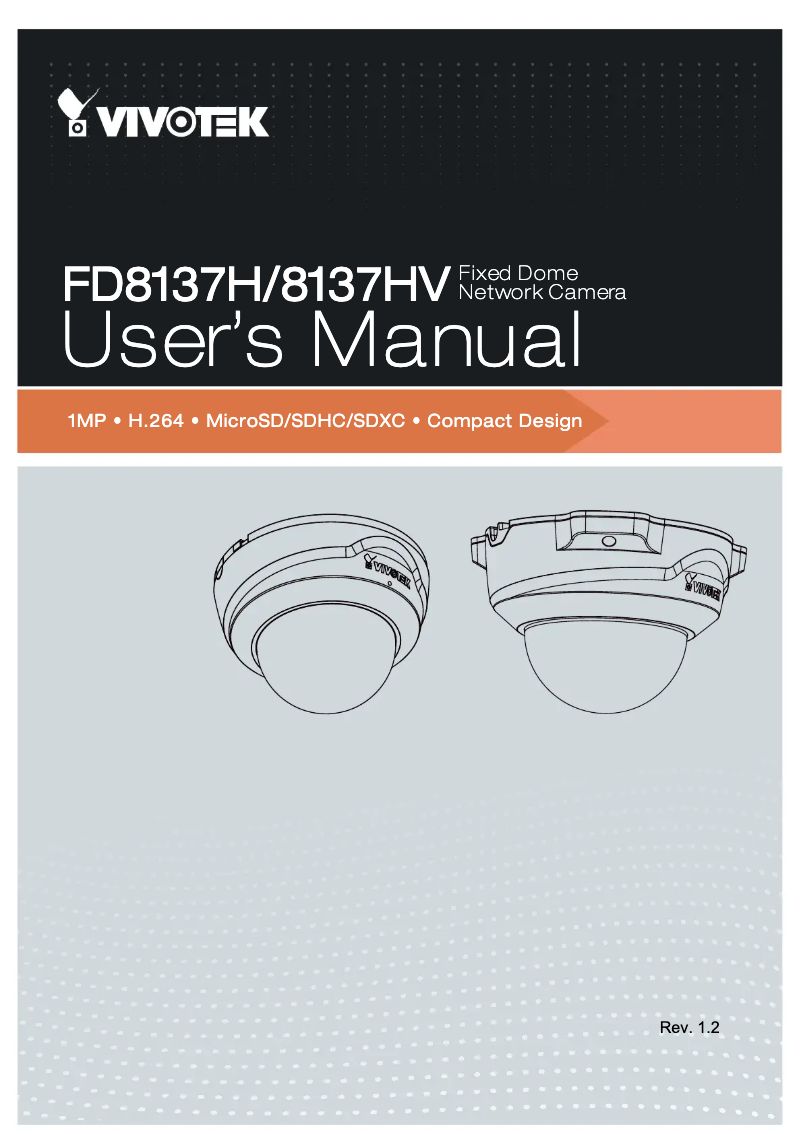 Page 1 de la notice Manuel utilisateur Vivotek FD8137HV-F6