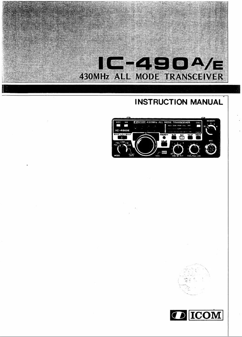 Image de la première page du manuel de l'appareil IC-490A