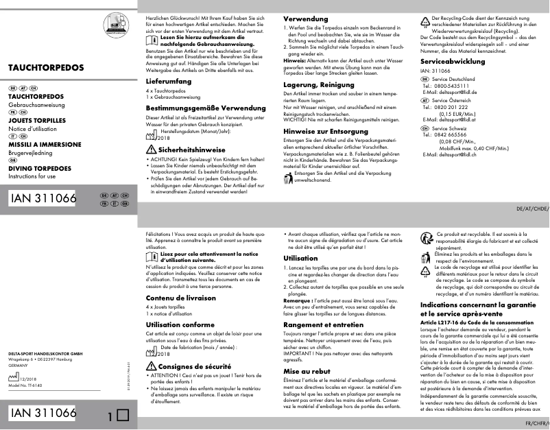 Page n°1 - Manuel utilisateur Crivit IAN 311066