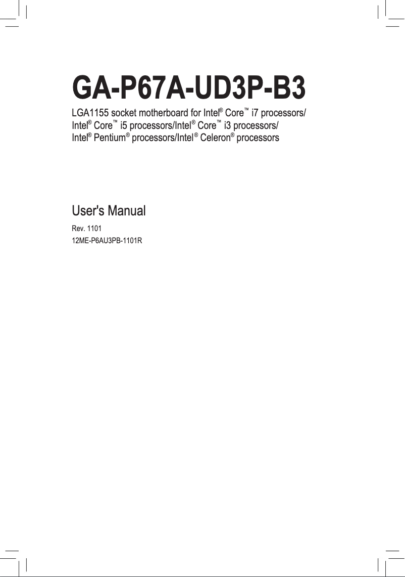 Page 1 de la notice Manuel utilisateur Gigabyte GA-P67A-UD3P-B3