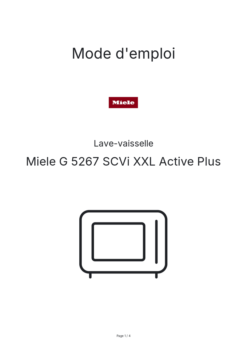 Page n°1 - Mode d'emploi Miele G 5267 SCVi XXL Active Plus