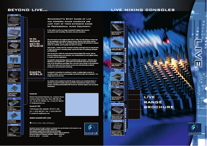 Page 1 de la notice Manuel utilisateur Soundcraft Spirit LX7