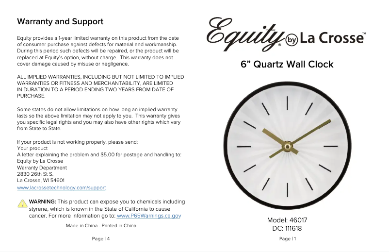 Page 1 de la notice Manuel utilisateur La Crosse Technology 46017